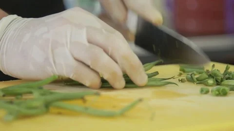 Master chief cutting asparagus (sparrow-grass). Stock Footage 79284900