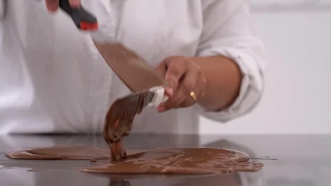 Master chocolate working - Laboratory in industry. Stock Footage 89532871