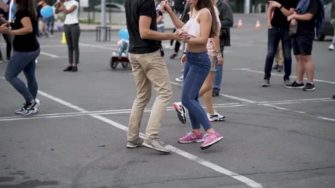 Master class in bachata in the city center Stock Footage 170065698