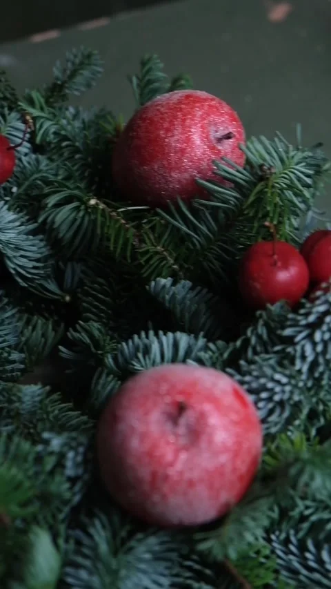 Master class Christmas arrangement made of natural needles with your own hands Stock Footage 273825342