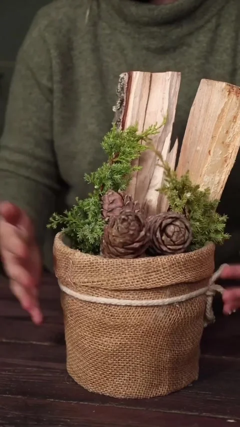 Master class Christmas arrangement with your own hands Stock Footage 273825752