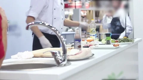 Master class cooking from a professional chef Stock Footage 73425870