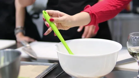 Master class cutting boards spatulas kitchen utensils Stock Footage 285063790