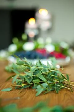 Master class in floristry. harvested elements of the future wreath from livin Stock Photos