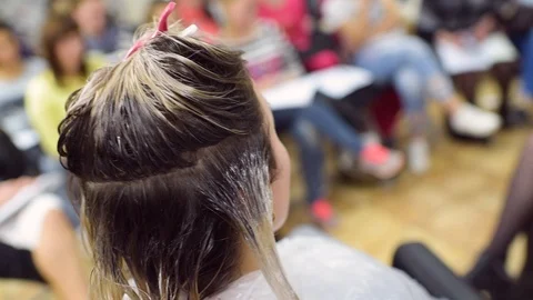 Master class on hair coloring. Stock Footage 90143975