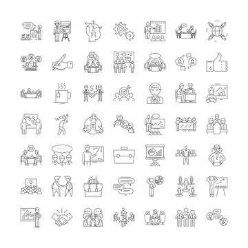 Master class linear icons, signs, symbols vector line illustration set Stock Illustration
