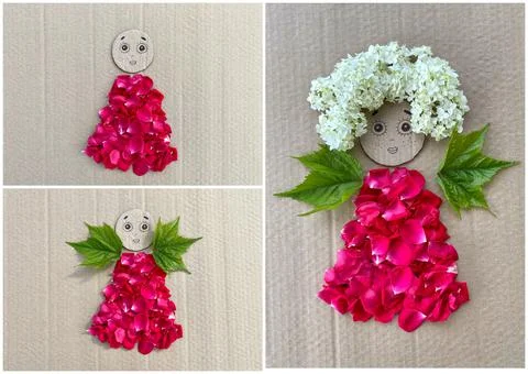 A master class made of natural material, a doll. Kids craft. Stock Photos