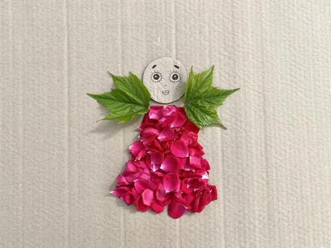 A master class made of natural material, a doll. Kids craft. Stock Photos