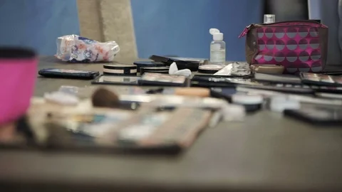 Master class for make-up artists. Cosmetics and toiletries. Stock Footage 70850215