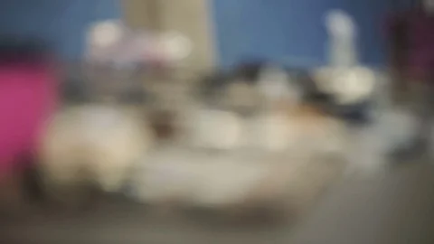 Master class for make-up artists. Cosmetics and toiletries. Stock Footage 70850304