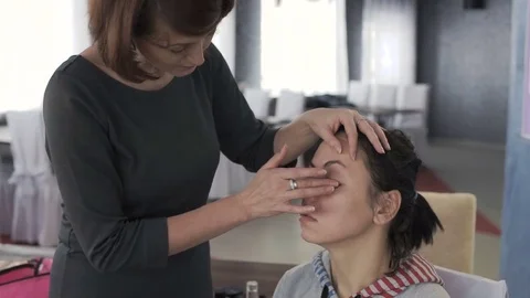 Master class for make-up artists. Stock Footage 70829099
