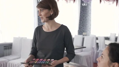 Master class for make-up artists. Stock Footage 70834833