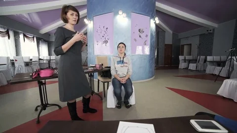 Master class for make-up artists. Stock Footage 70841629