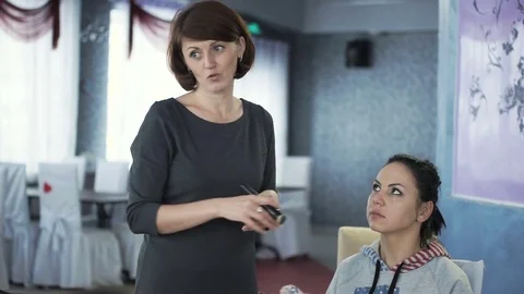 Master class for make-up artists. Foundation application. Stock Footage 70845561