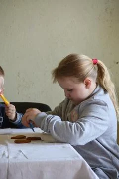Master class on making Christmas gingerbread. Stock Photos