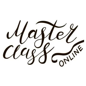 Master class online, hand drawn lettering calligraphy illustration. Vector ep Stock Illustration