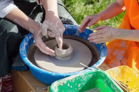 Master class on pottery Stock Photos