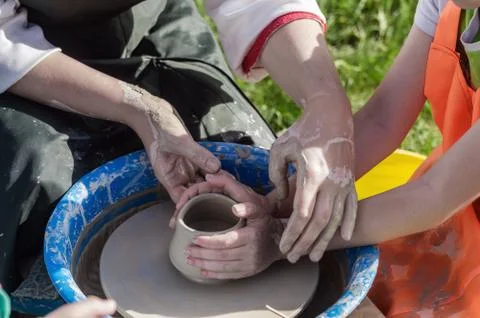 Master class on pottery Stock Photos