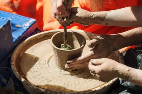 Master class in pottery Stock Photos