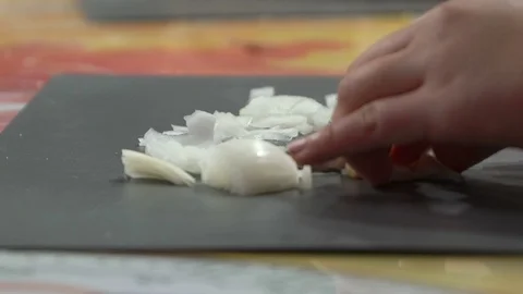 Master class teaching children cooking cakes with onions and fish tuna - Jewish Stock Footage 83183459