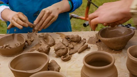 Master class on teaching pottery. Stock Footage 117107714