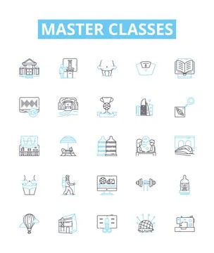 Master Classes vector line icons set. Masters, Classes, Learning, Instruction Stock Illustration