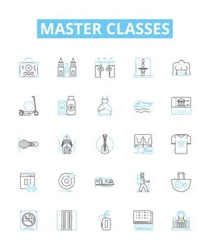 Master Classes vector line icons set. Masters, Classes, Learning, Instruction Stock Illustration