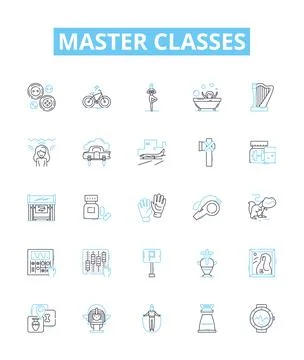 Master Classes vector line icons set. Masters, Classes, Learning, Instruction Stock Illustration