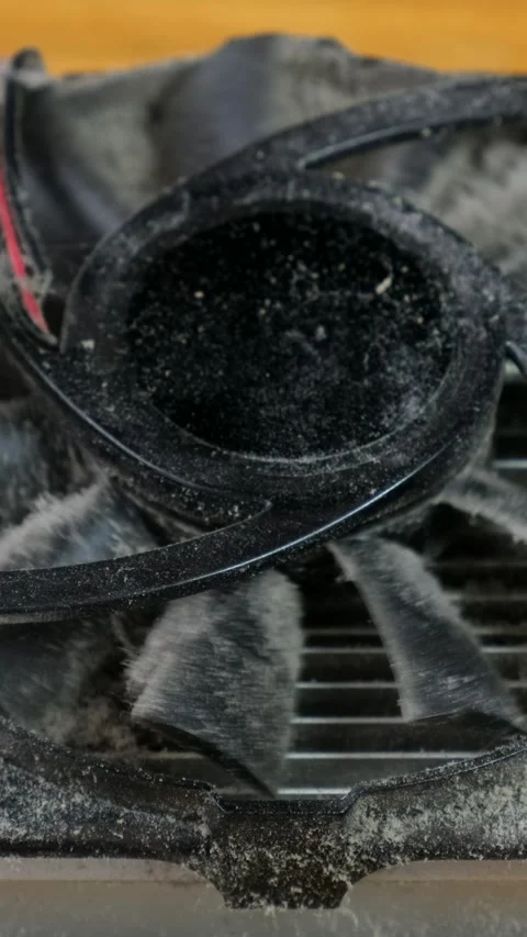 The master cleans the cooler on the video card close-up with a brush. Repai.. Stock Footage 291950001