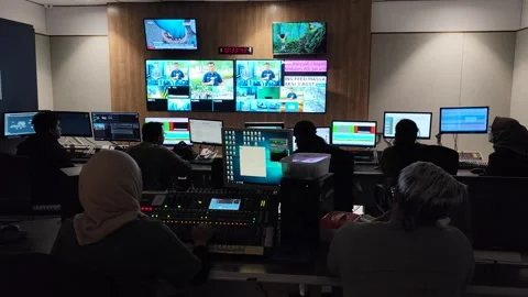 MASTER CONTROL ROOM OF TELEVISION Stock-Footage 281545222