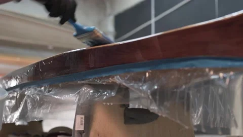 The master covers Surf Board resin Video stock 132169253