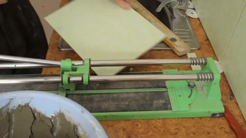 Master cuts a tile. Stock Footage 101685495