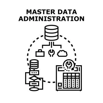 Master data administration database management and organization Stock Illustration