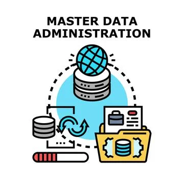 Master data administration global network management concept 스톡 일러스트