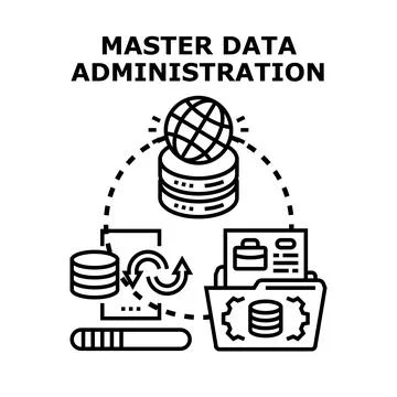 Master data administration global network management concept Stock Illustration