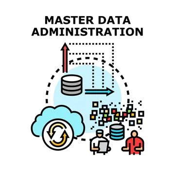 Master data administration processing information system service Illustrazione stock