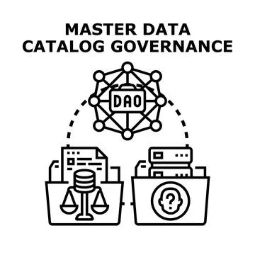Master data catalog governance decentralized autonomous organization concept Stock Illustration
