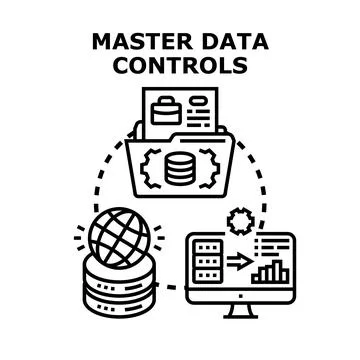 Master data controls managing business information system Illustrazione stock