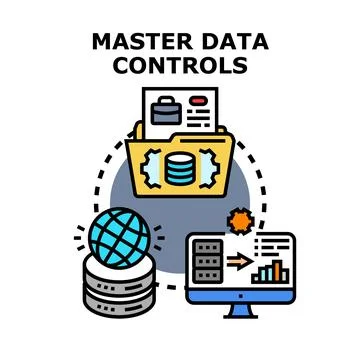 Master data controls managing business information system 스톡 일러스트