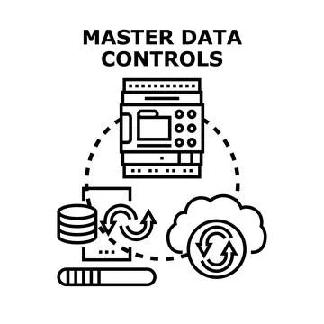 Master data controls managing information synchronization and storage 스톡 일러스트