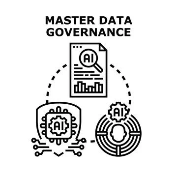 Master data governance ai data management concept Stock Illustration