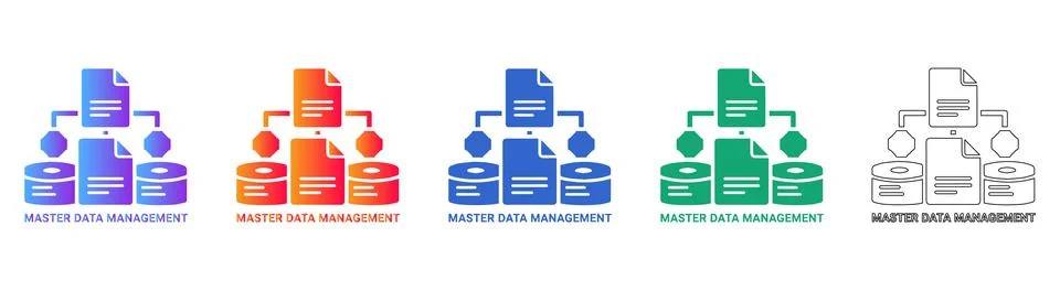Master Data Management Architecture Icons Stock Illustration