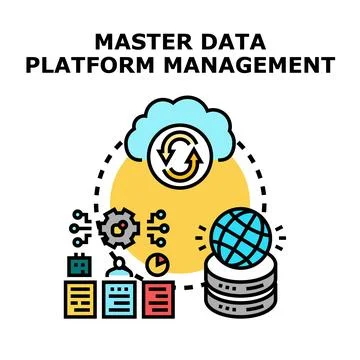 Master data platform management organizing cloud computing Stock Illustration