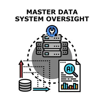 Master data system oversight and ai audit concept Stock Illustration