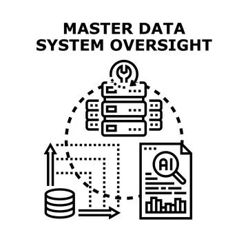 Master data system oversight and ai audit concept Stock Illustration