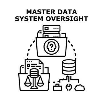 Master data system oversight concept managing information flow Stock Illustration