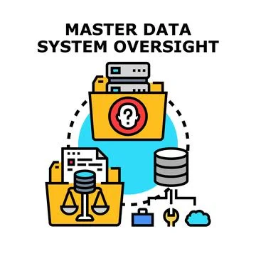Master data system oversight concept managing information flow Stock Illustration