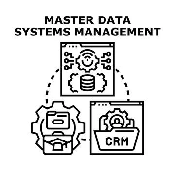 Master data systems management concept illustrating digital infrastructure Stock Illustration