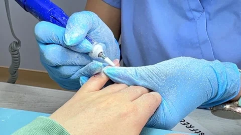 Master does a Hardware Manicure in Protective Gloves  Stock Footage 270175451