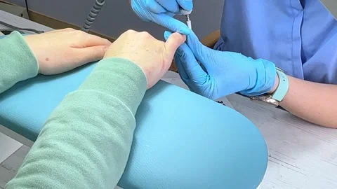 Master does a Hardware Manicure in Protective Gloves  Stock Footage 270175531